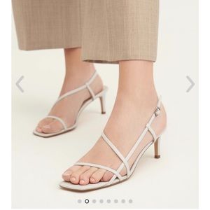 Charles & Keith White Asymmetric Strap Heeled Sandals